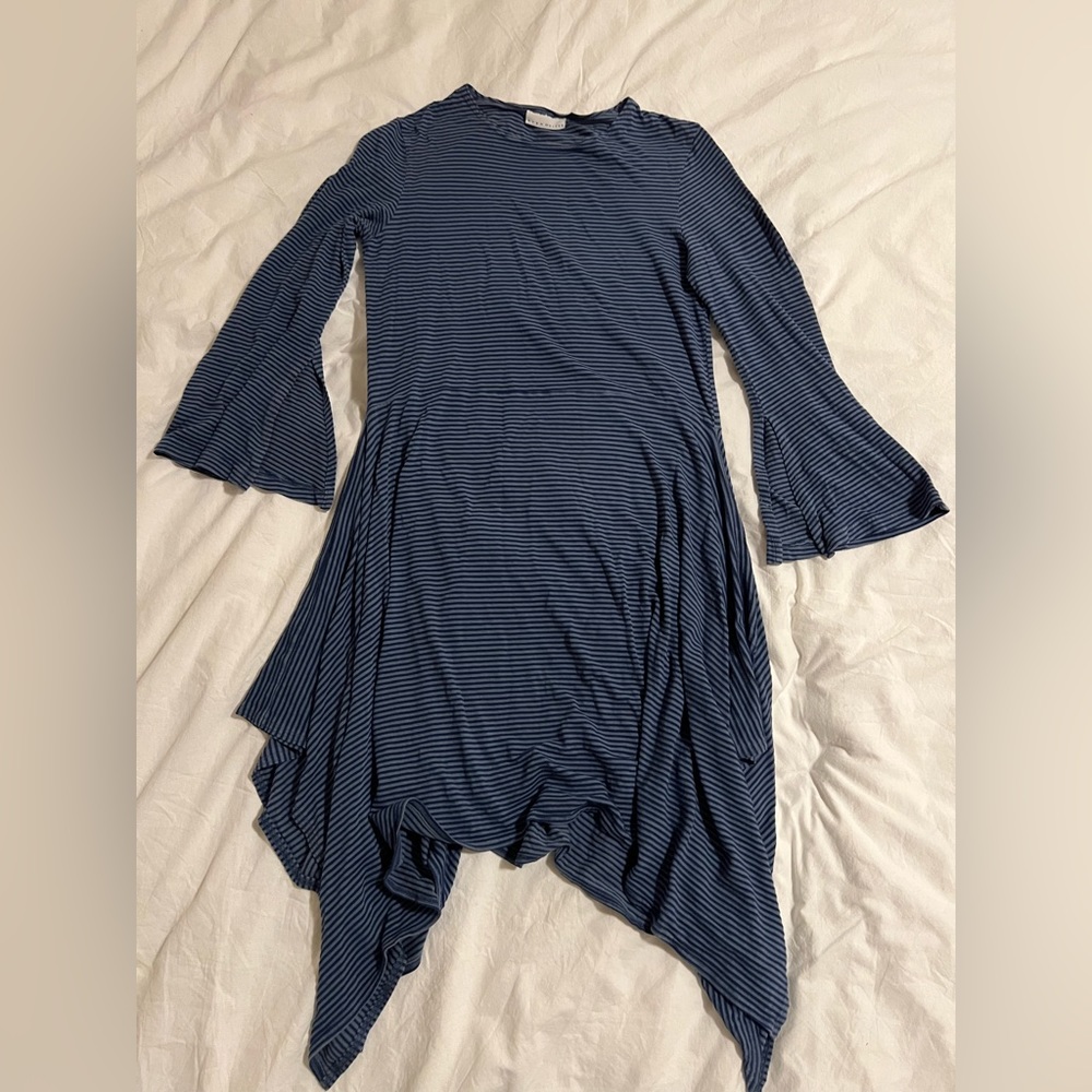 COPY - Bryn Walker small blue striped long shirt/skirt.